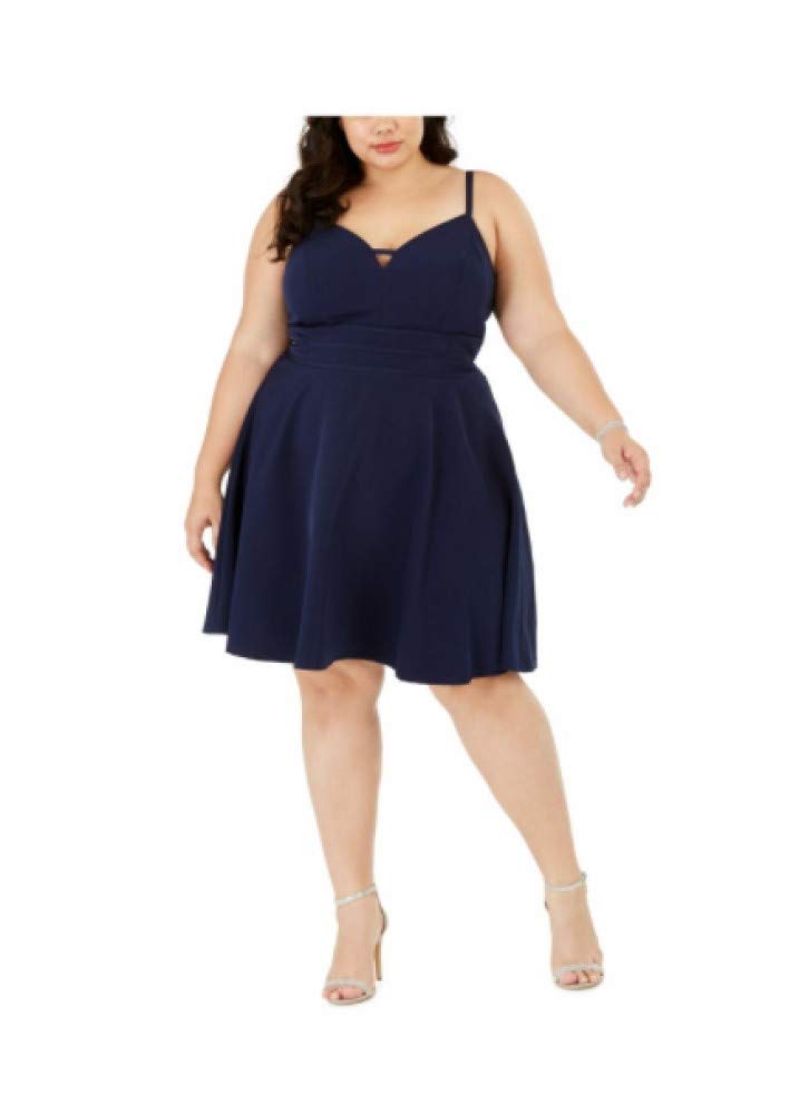 City Studio Womens Plus Sweetheart Neckline Tummy Slimming Party Dress Navy 14W