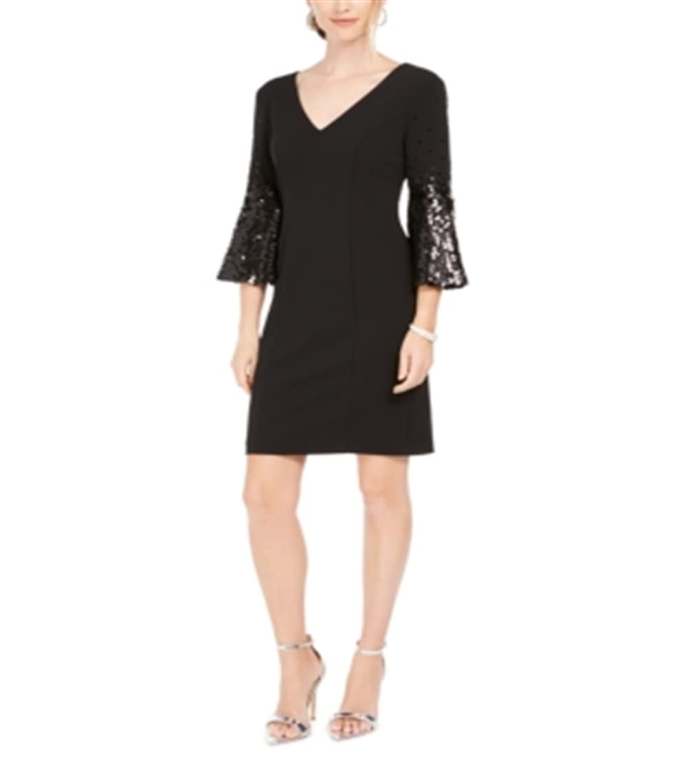 Vince Camuto Women's Sequined Sleeve Shift Dress Black Size 4