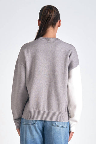 Elan - Colorblock Love Round Neck Sweater