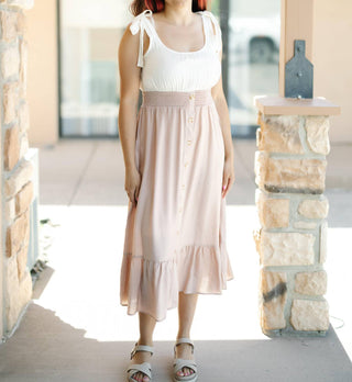 Blu Pepper - Mixed Media Button Down Midi Dress