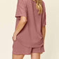 Double Take - Chic Round Neck T-shirt & Shorts Set