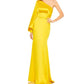 Ieena For Mac Duggal - Yellow One Shoulder Bishop Sleeve Trumpet Gown