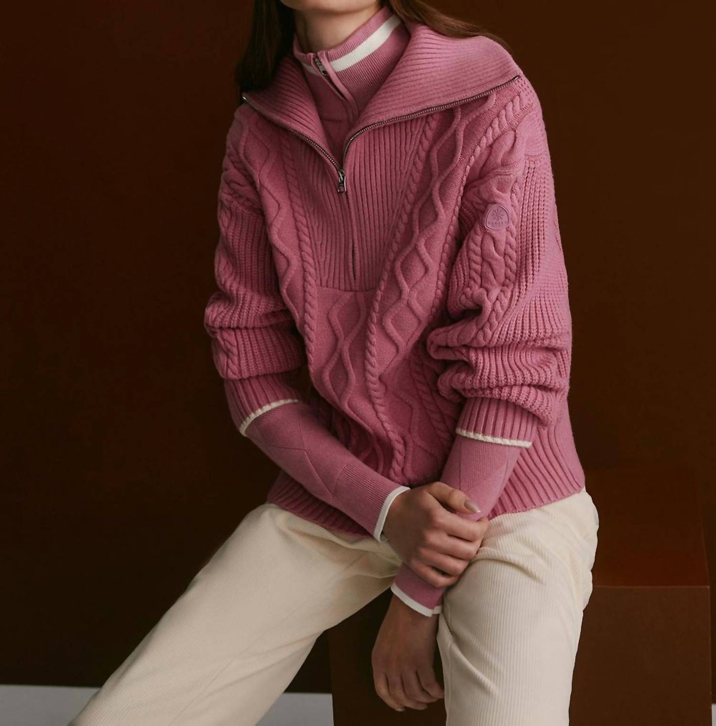 Varley - Didi Relaxed Cable Half-zip Knit Sweatshirt