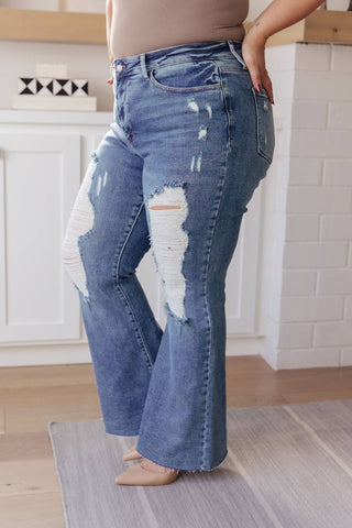 Judy Blue - High Rise Heavy Destroy Flare Jeans