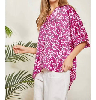 Andree By Unit - Floral Print With Drop Puff Sleeve Blouse