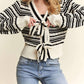 Trendsi - Adora Bow Tie Stripe Sweater Top