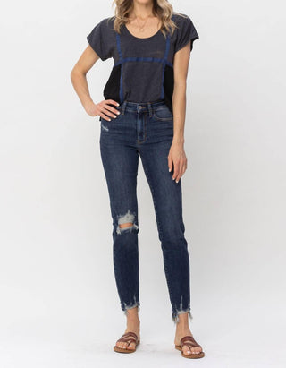 Judy Blue - Mid Rise Chopped Hem Relaxed Denim Jeans