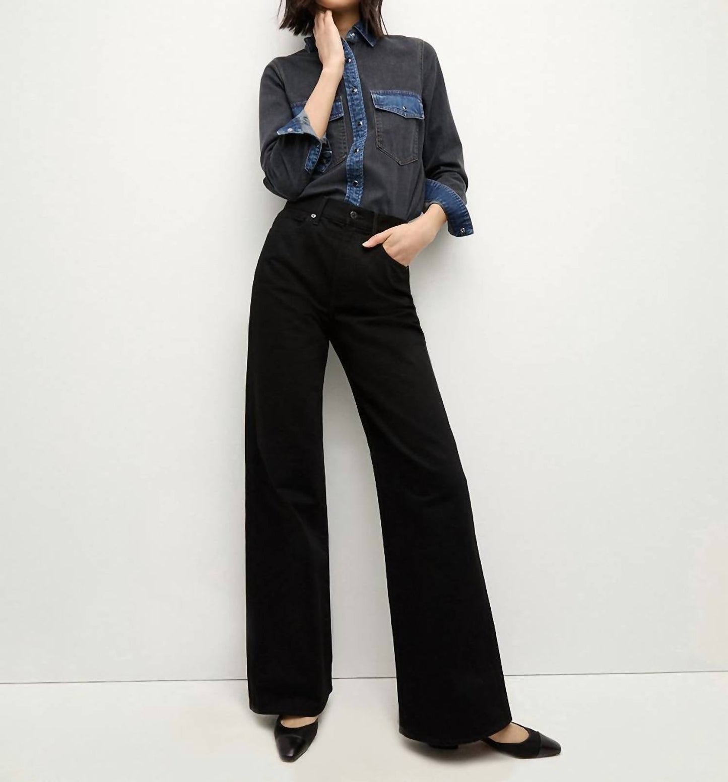 Veronica Beard - Taylor Cropped High Rise Wide Leg Jean