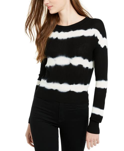 Junior's Tie Dyed Crew Neck Sweater Black Size Medium
