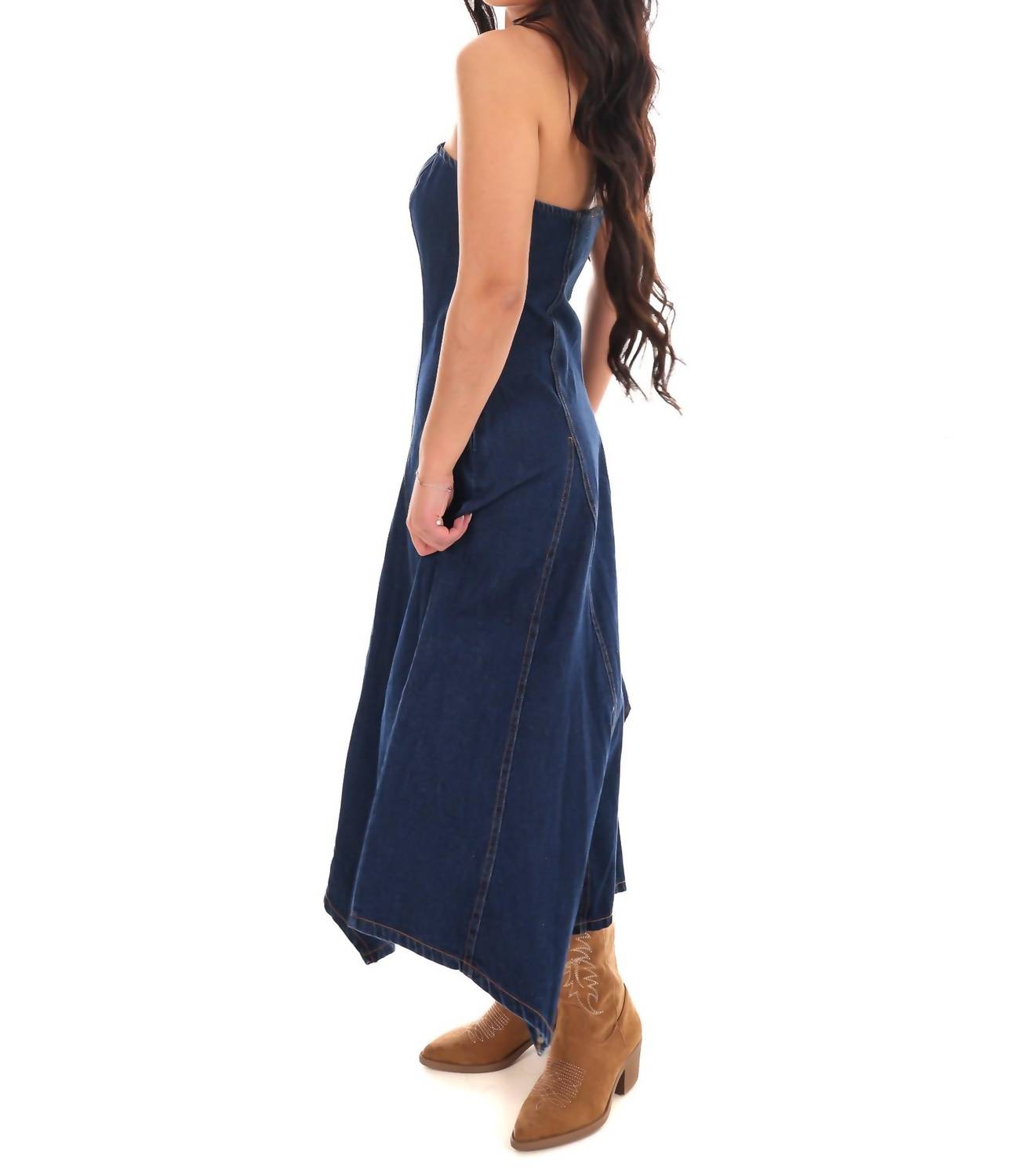 Le Lis - Chasing Joy Denim Tube Midi Dress