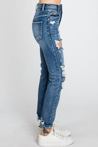 Petra153 - Zoey Super High Rise Destroyed Slim Straight Jeans