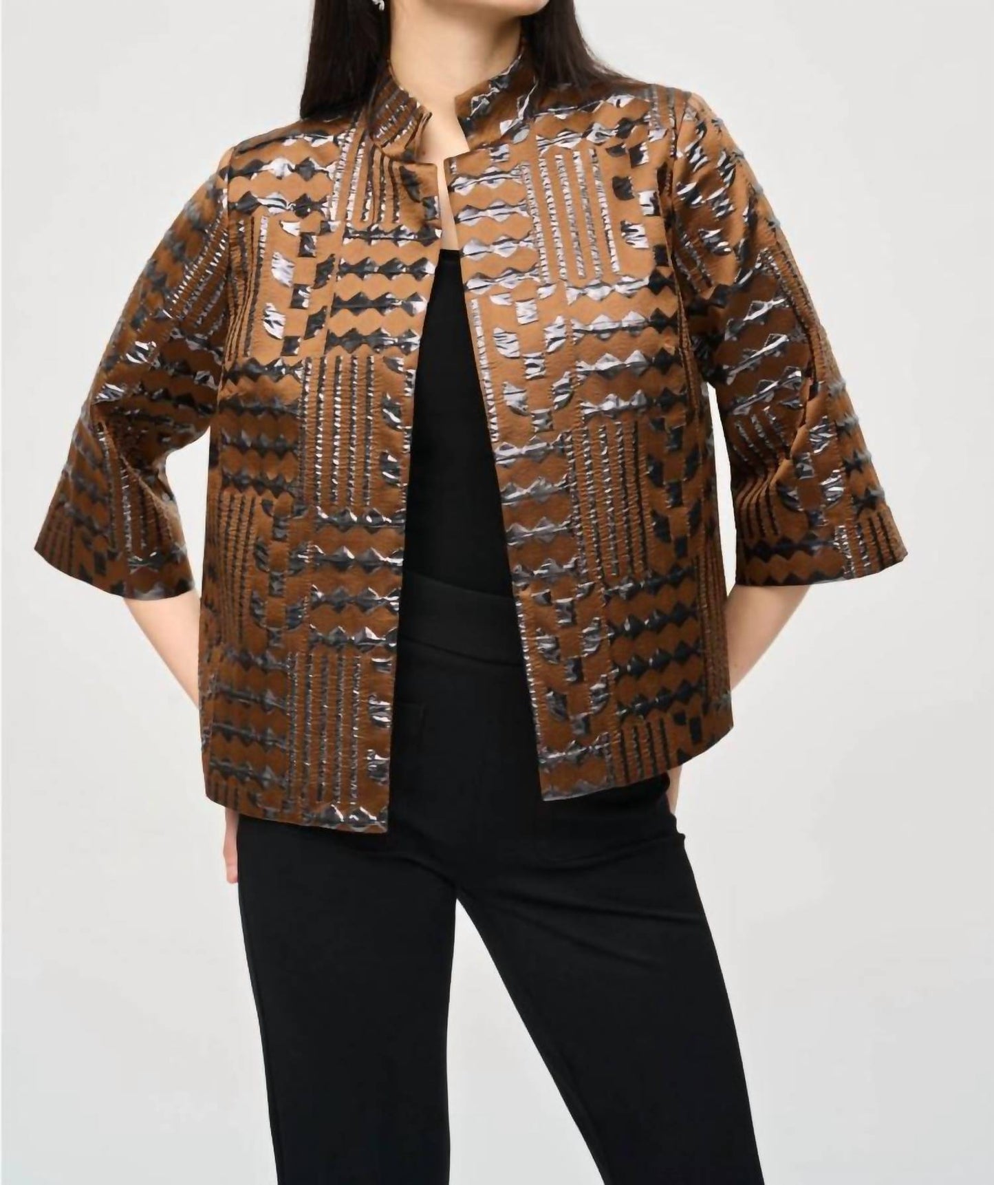 Joseph Ribkoff - Metallic Geometric Print Boxy Jacket