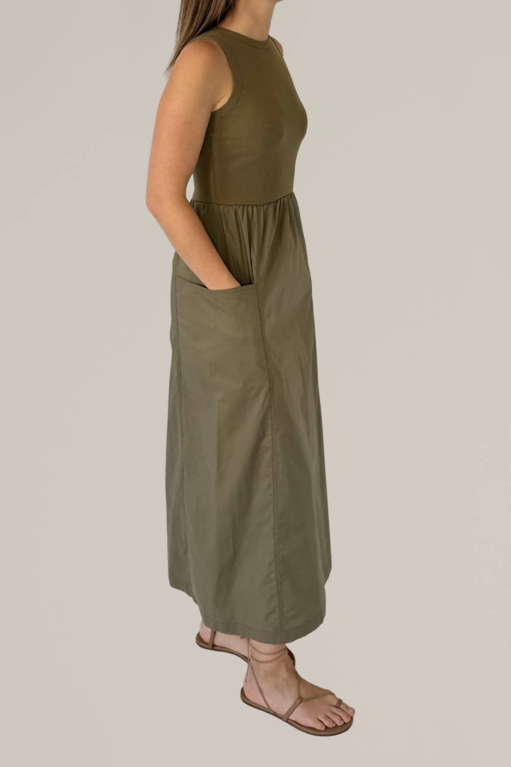 Grade & Gather - Cotton Jersey Mixed Media Maxi Dress