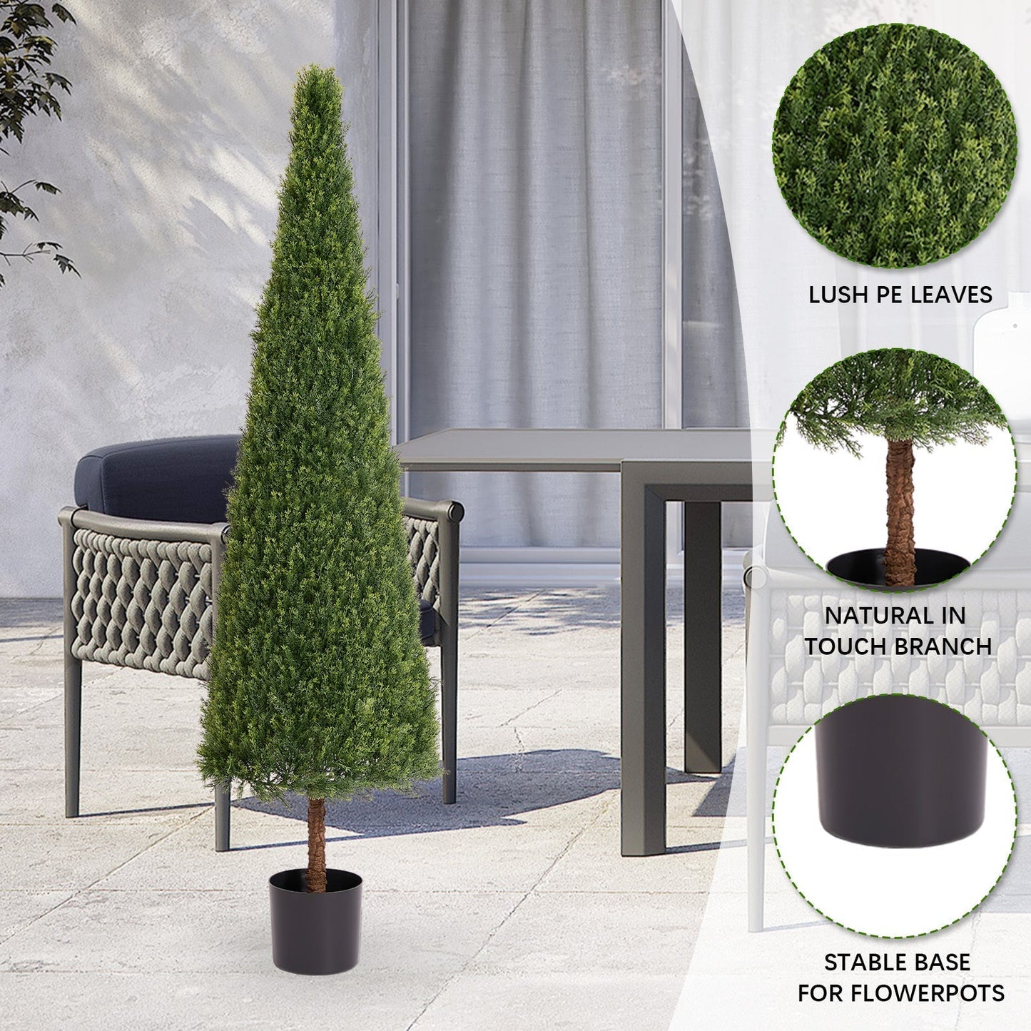 6FT Artificial Conical Topiary Tree UV Resistant Faux Cedar