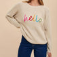 Anniewear - Hello There Embroidered Lettering Knit Top Sweater