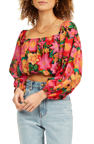 Billabong x Sincerely Jules Sun Daze Floral Crop Top - Large