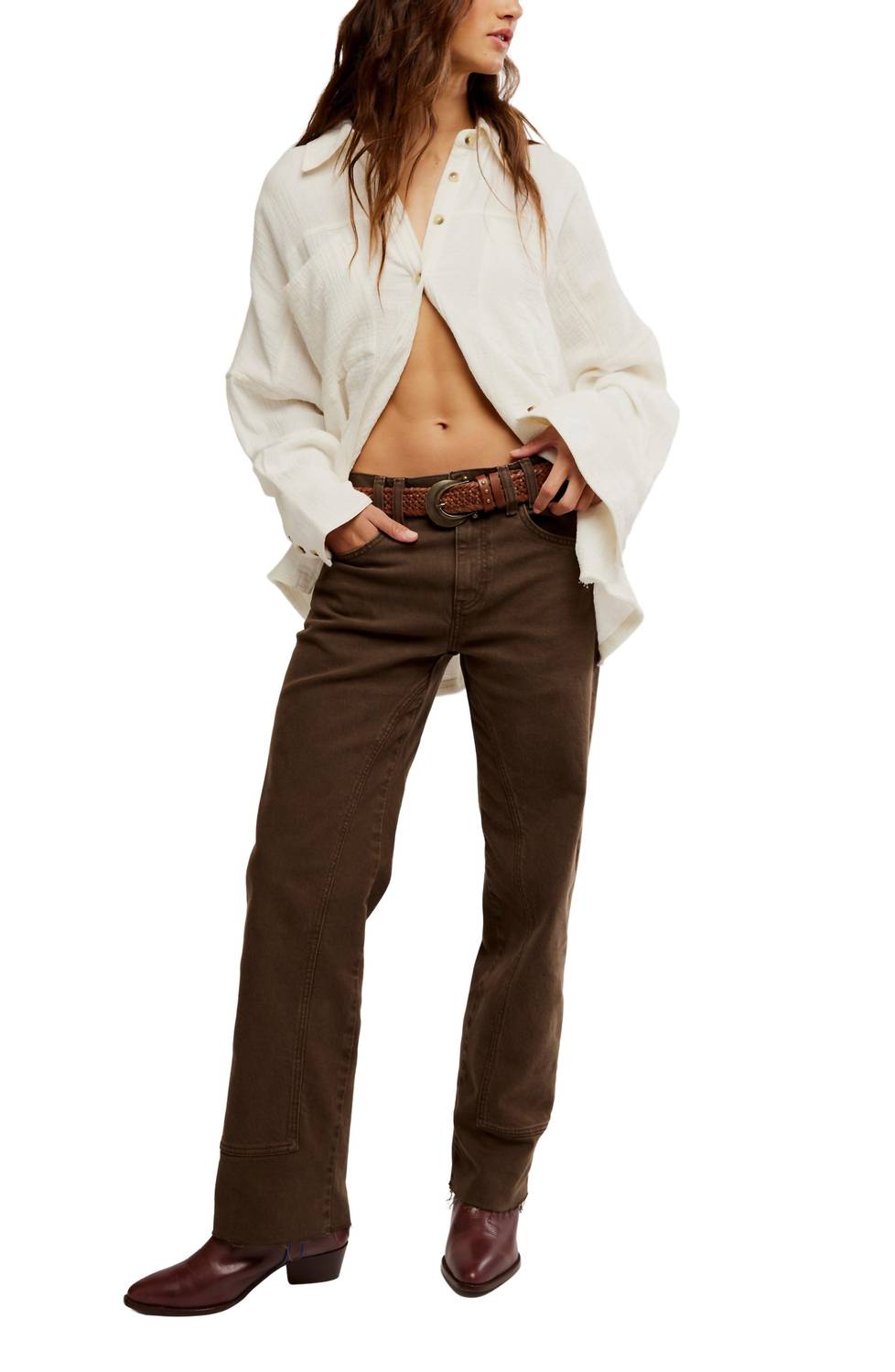 Free People - Risk Taker Mid-Rise Straight Leg Jeans