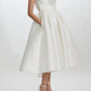 Amsale - Taffeta Boat Neck Open Back Wedding Dress