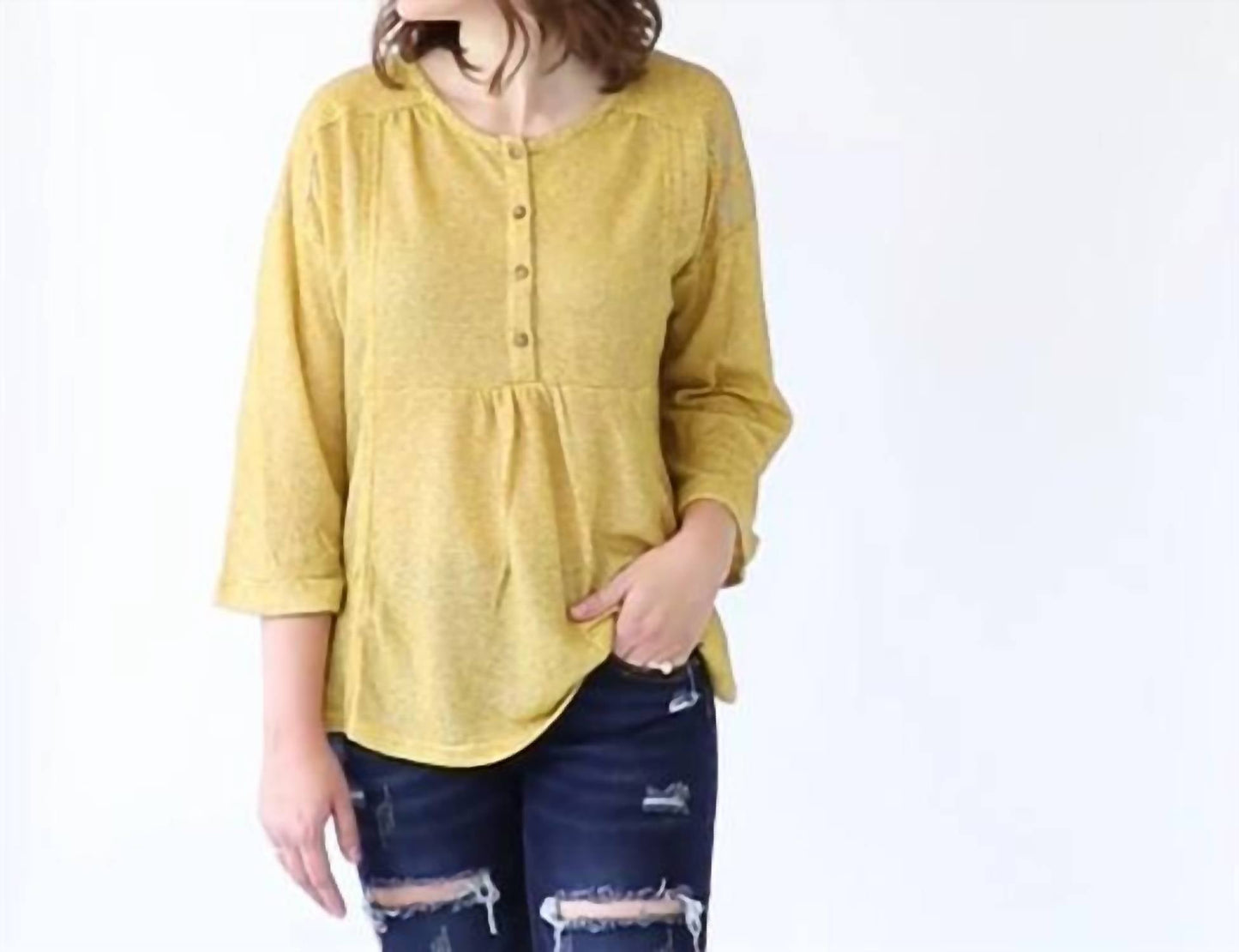 Very J - Long Sleeve Button Front Top