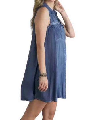 Adora - Button Down Sleeveless Short Denim Dress