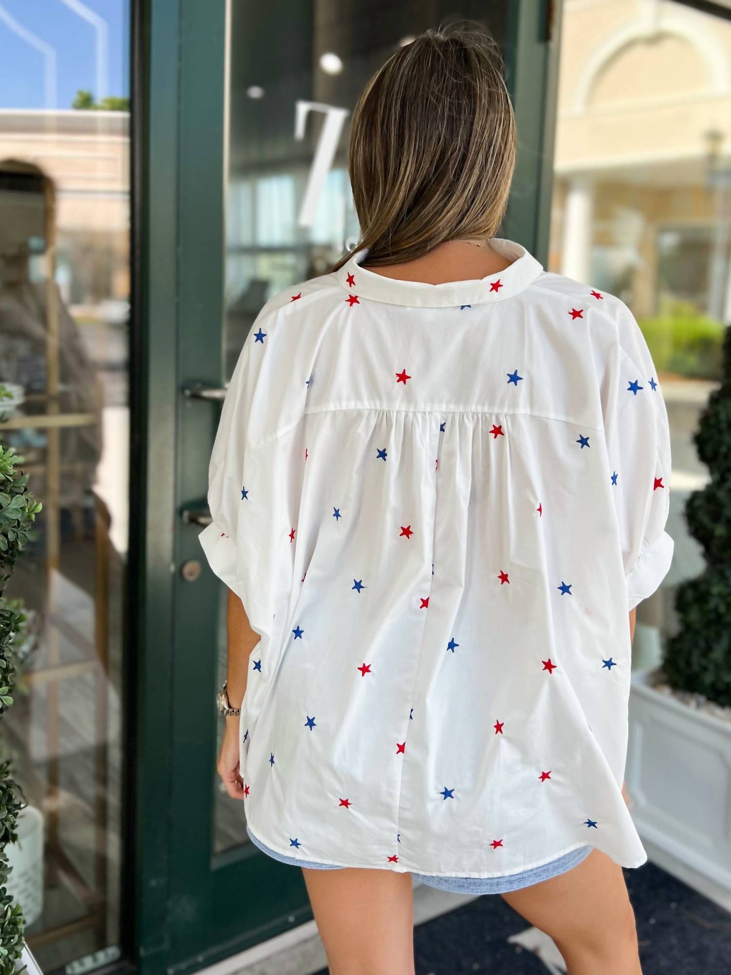 Day + Moon - Americana Star Button Top