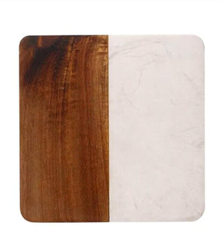 Creative Gifts International - Marble and Acacia Wood Square Coasters - Set Of 4