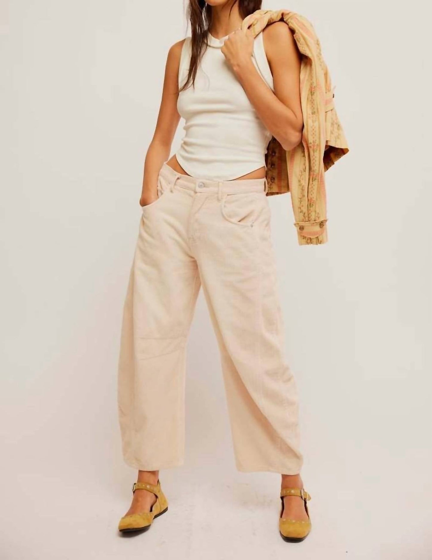 Free People - Good Luck Mid-rise Cord Barrel Jeans