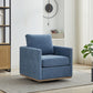 Modern Square Upholstered Swivel Accent Chair with Metal Base