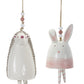 Blush Bunny and Hedgehog Bell Hanging Garden Accent (Set of 4)