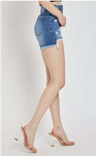 Risen - High Rise Distressed Shorts