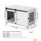 Dog Crate With Sliding Barn Door and Side Access, Lockable Wheels for Small to Medium Dogs - White