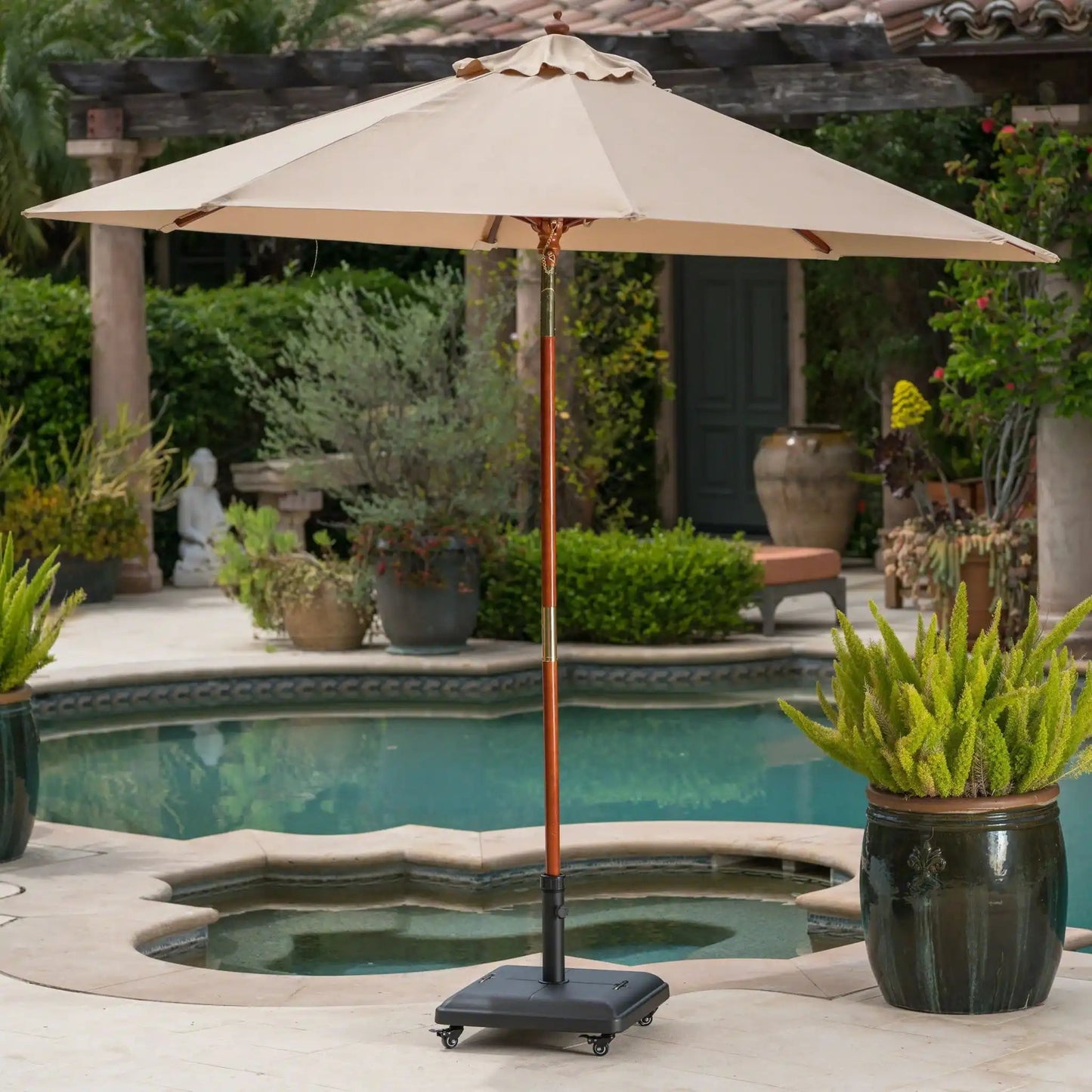 Wheelie Stylish Square Umbrella Base with Stainless Steel Handle