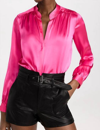 L'Agence - Bianca Band Collar Blouse - Petite