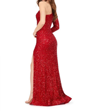 Ashleylauren - One Shoulder Sleeve Prom Dress