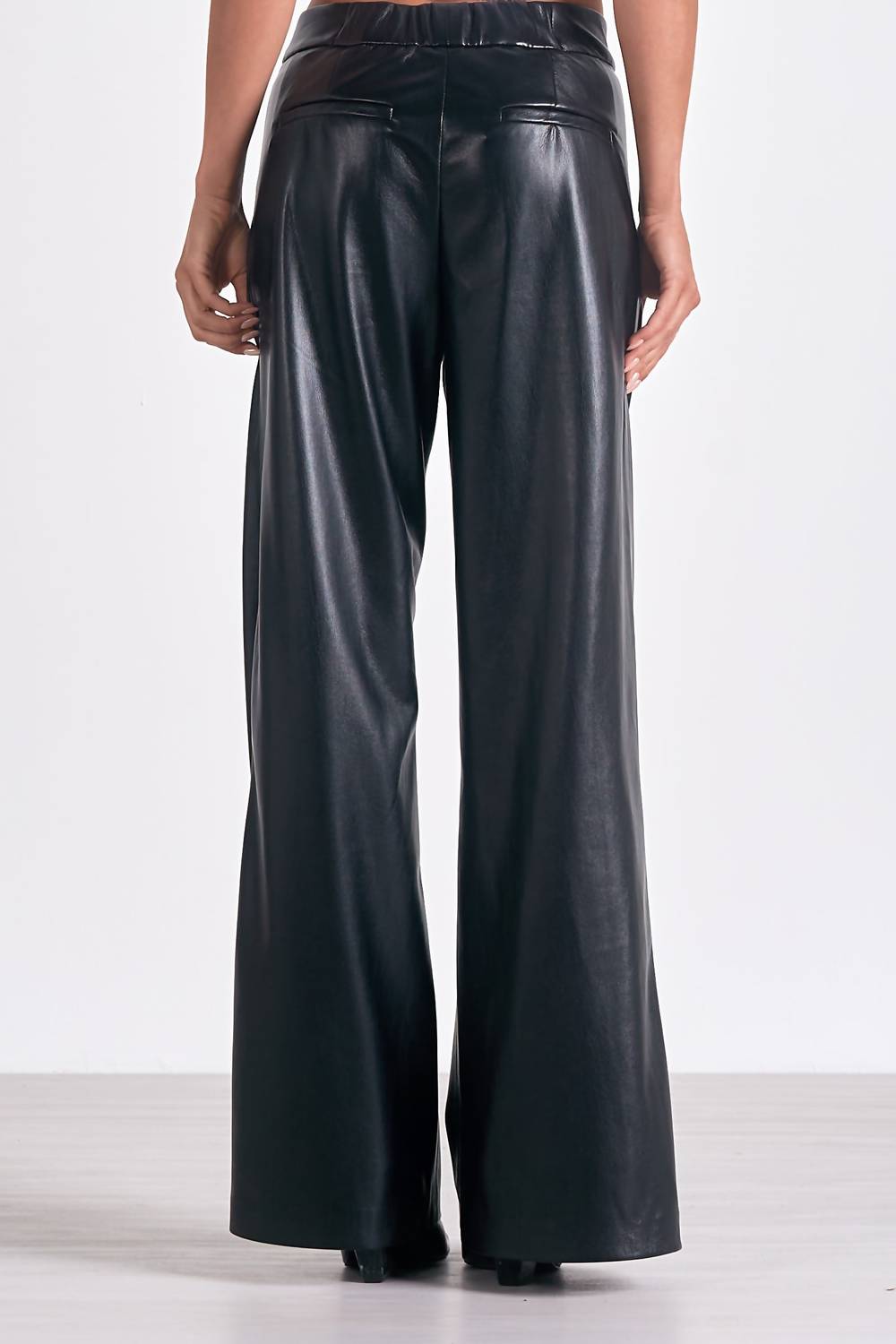 Elan - Faux Leather Wide Leg Trousers
