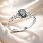 925 Sterling Silver Agate and CZ Pendant Ring Size 6 for Women
