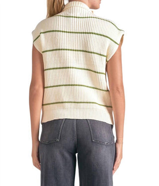Elan - Stripe Zip Front Sweater