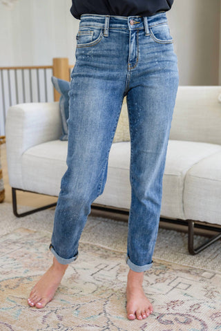 Judy Blue - Hi Rise Bleach Splash Boyfriend Jeans