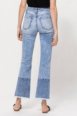 Flying Monkey - High Rise Distressed Patched Crop Flare Jeans