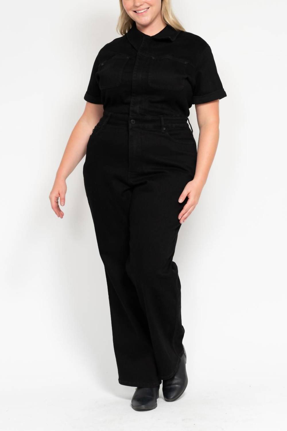 Judy Blue - High Waist Tummy Control Jumpsuit Straight Leg Jeans - Plus