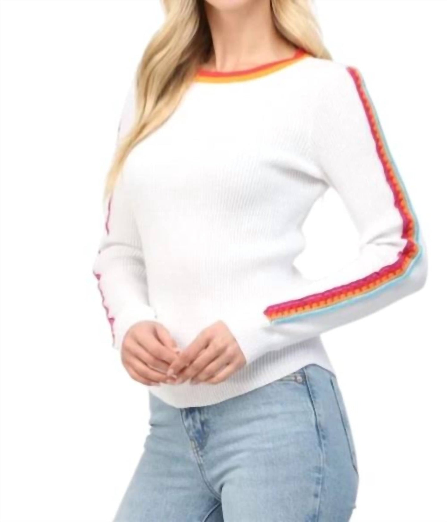 Fate - CROCHET TRIMMED WAFFLE KNIT TOP
