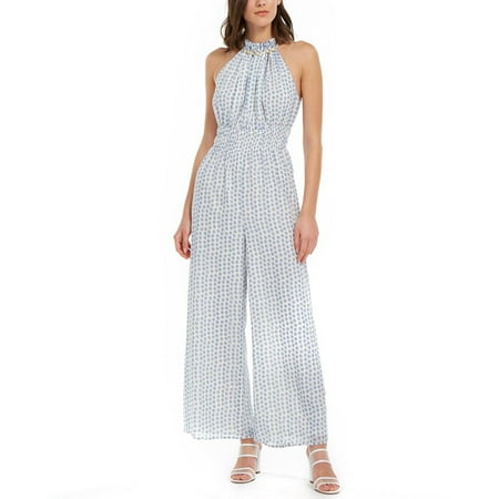 Moon River Women's Polka Dot Halter Neck Jumpsuit - Size S
