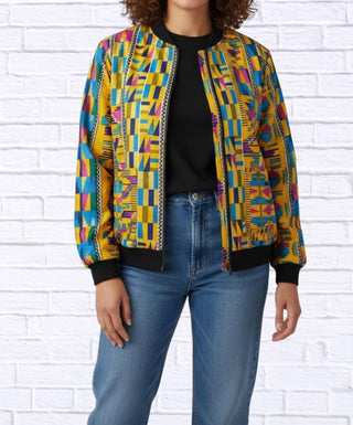 Diva Usa - Maddy Traditional Bomber Printed Ethnic Jacket