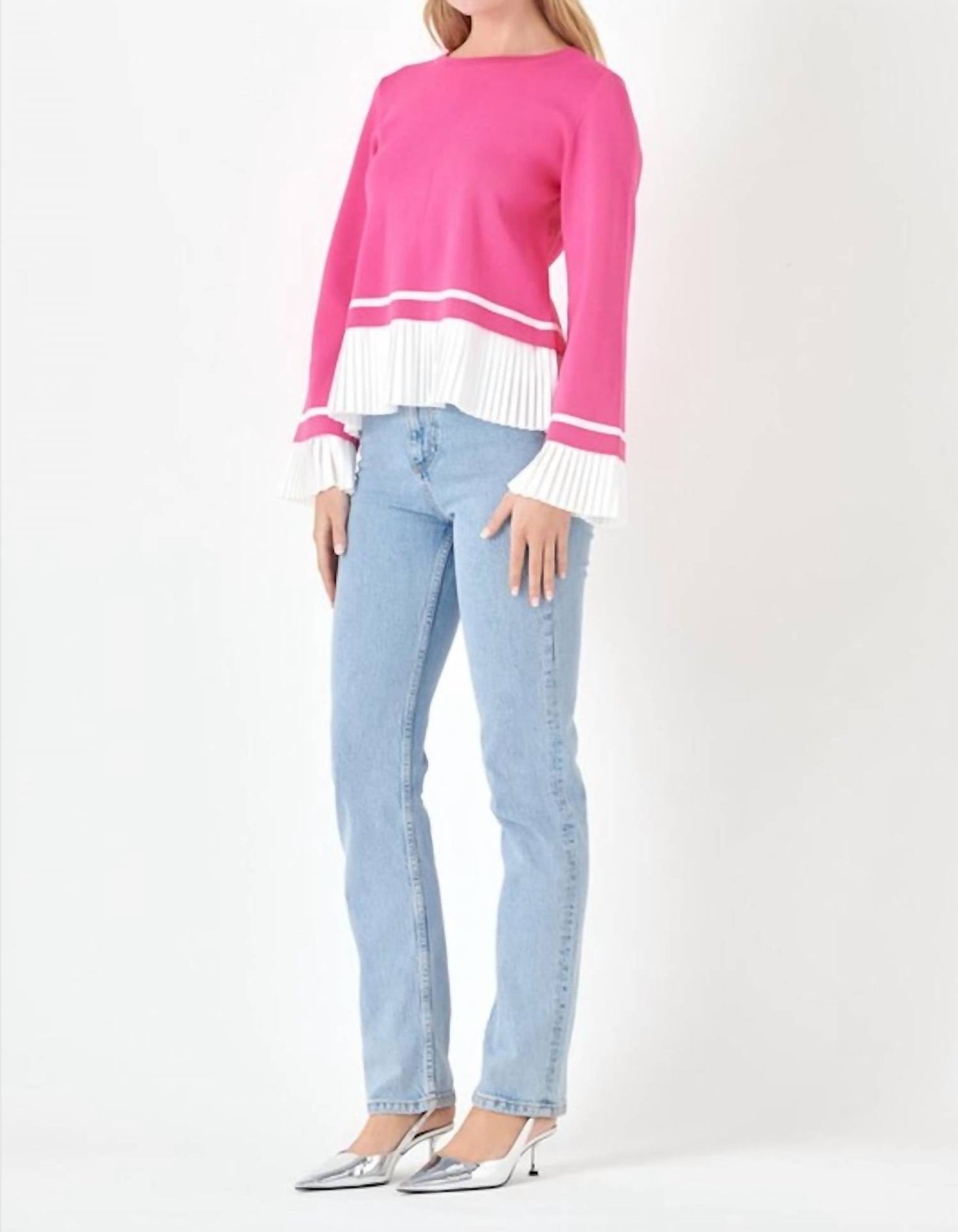 Fashion Go - Pleated Knit Long Sleeve Sweater