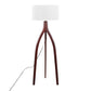 Wishbone Contemporary Floor Lamp in Walnut Wood with White Fabric Shade