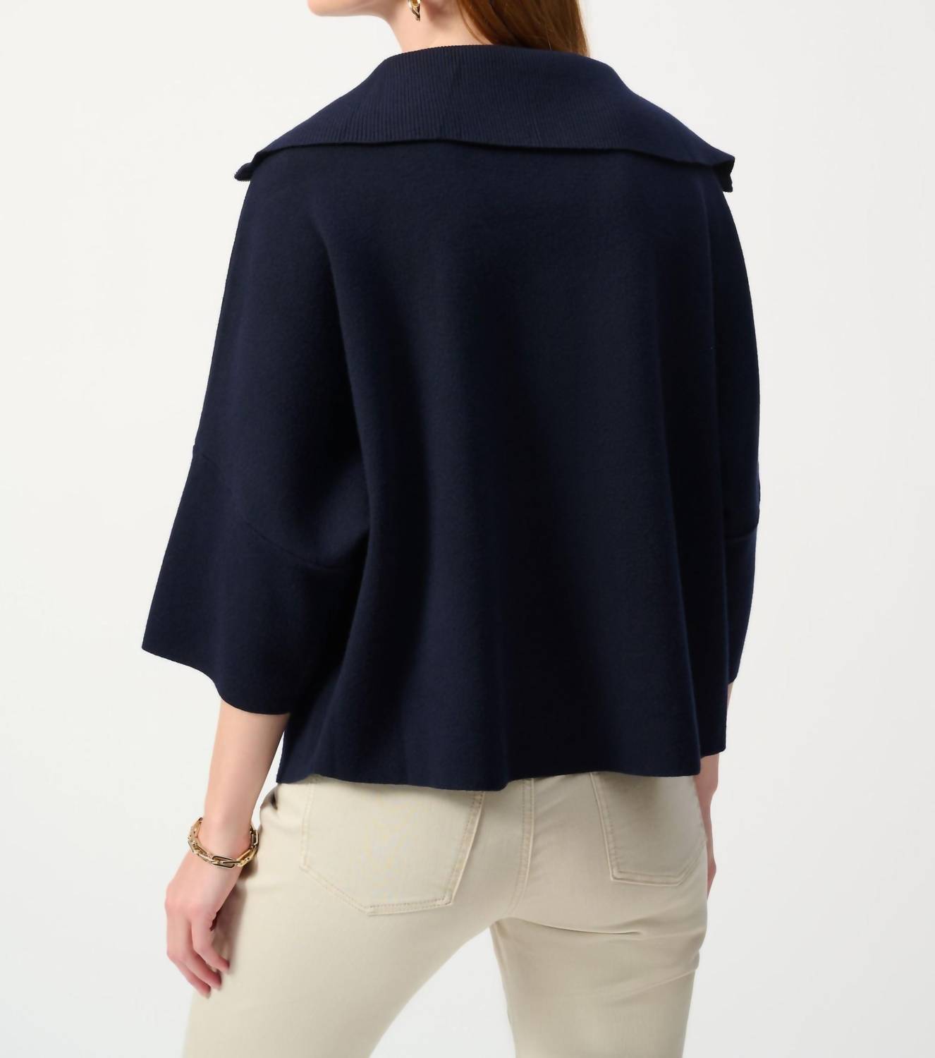 Joseph Ribkoff - Zip Front Dolman Sleeve Boxy Sweater
