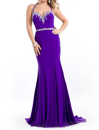 Rachel Allan - Embellished Jersey Gown With Fringe Detail