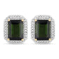 3.57 Carat Genuine Green Tourmaline and White Diamond 14K Yellow Gold Earrings