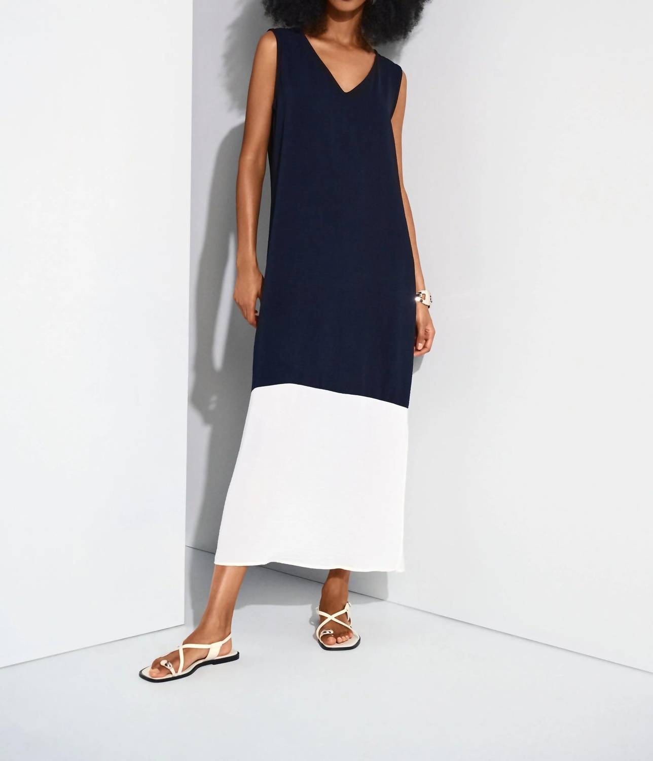 Joseph Ribkoff - Block V-neck Sleeveless Maxi Dress