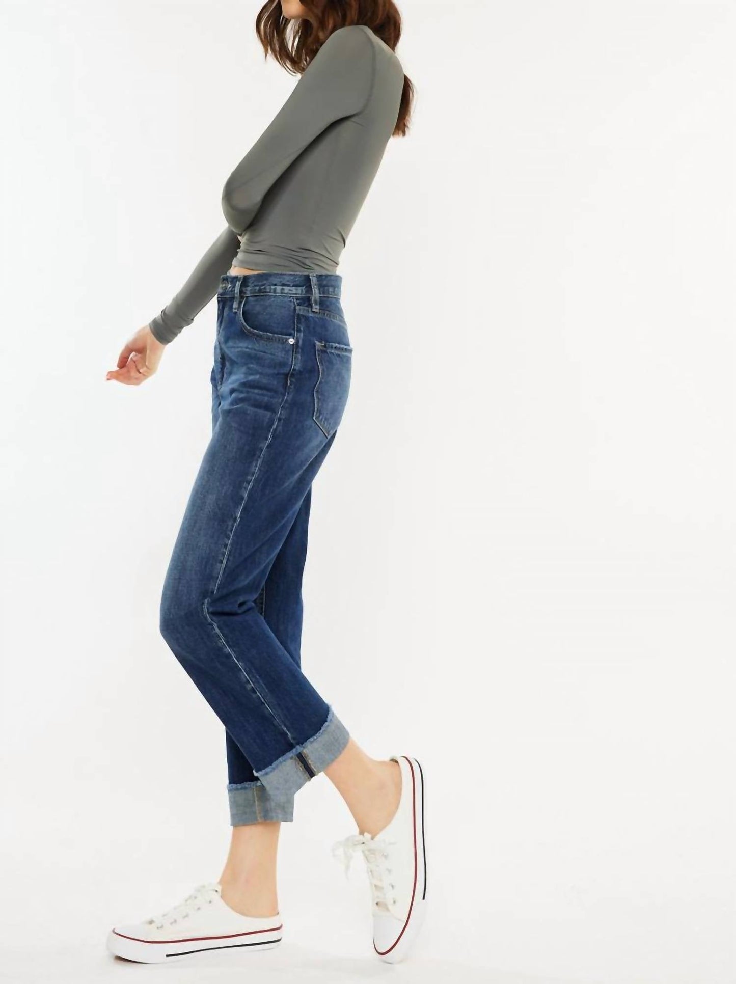 Kancan - High Rise Cuffed Straight Leg Jean